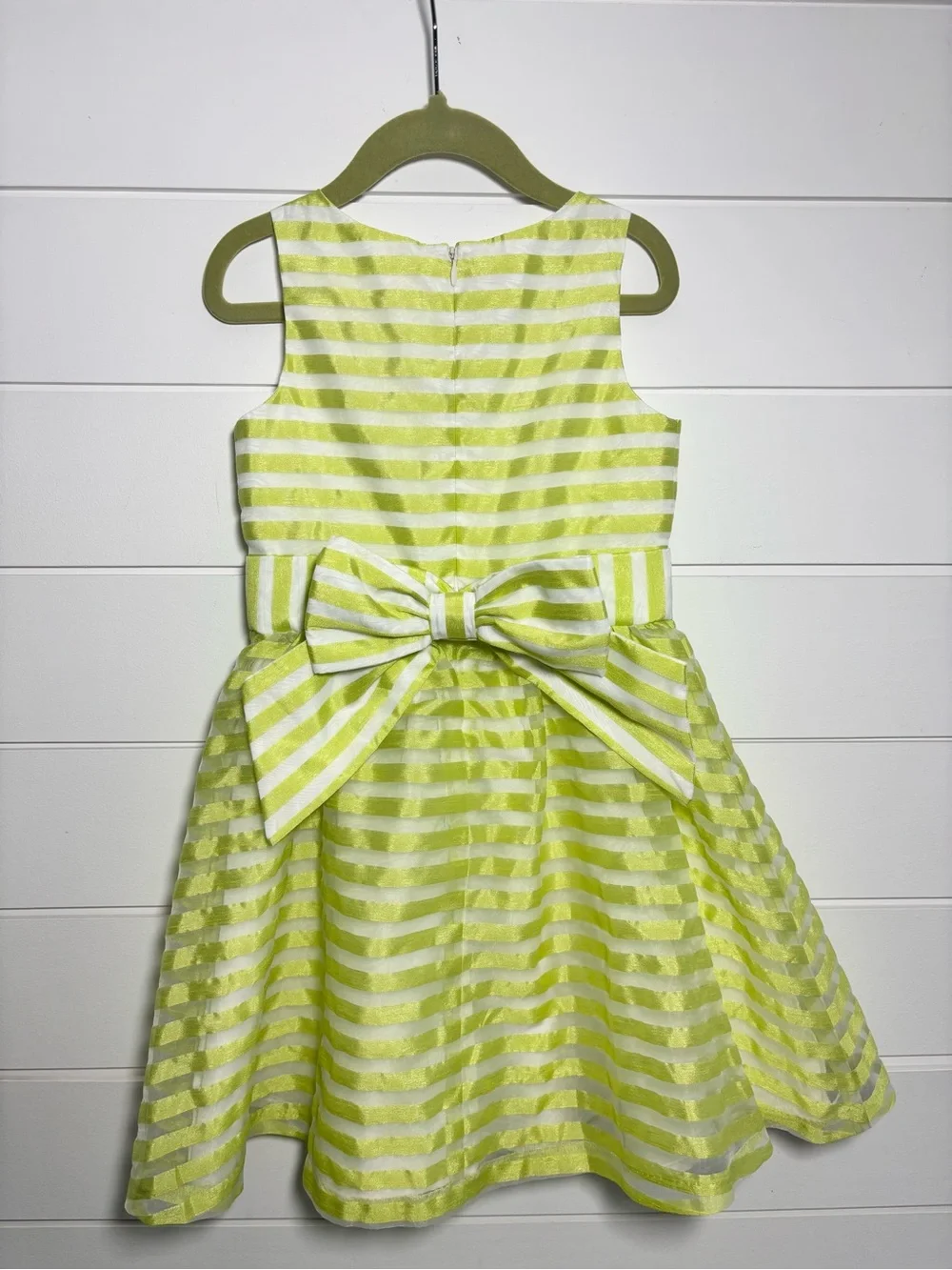 Gymboree Lime Green & White Striped Sleeveless Fit-and-Flare Dress